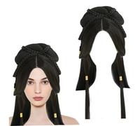 Traje chino para mujer, peluca tradicional trenzada Updo negra larga Hanfus, peluca asiática sintética, disfraz chino para niñas y mujeres, Geisha