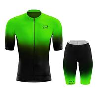 Traje Ciclismo Hombre Verano Conjunto Bicicleta Ropa MTB Maillot Bici Manga Corta Pantalones Cortos Babero Mangas Cortas de Ciclismo Ropa Maillot Transpirable (Verde B,M)