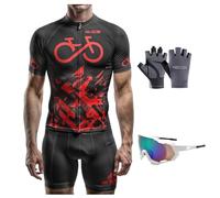 Traje Ciclismo Hombre Verano Conjunto Bicicleta Ropa MTB Maillot Bici Manga Corta, Transpirable, seco y cómodo, con 9D Almohadilla De Gel para Bicicleta MTB Ciclista Bici