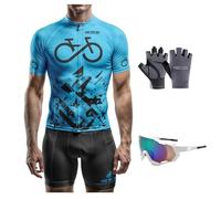 Traje Ciclismo Hombre Verano Conjunto Bicicleta Ropa MTB Maillot Bici Manga Corta, Transpirable, seco y cómodo, con 9D Almohadilla De Gel para Bicicleta MTB Ciclista Bici