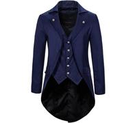 Traje Clásico De Corte para Mí, Chaqueta De Esmoquin, Blazer, Boda, Novio, Fiesta, Vestido De Graduación, Esmoquin, Steampunk, Chaqueta Victoriana, FRAC Gótico, Uniforme De, C-Blue, M