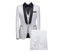 Traje completo ajustado de 3 piezas para hombre, traje de negocios con solapa con muescas, chaqueta jacquard sólida, chaqueta, chaleco, pantalones, padrinos de boda, graduación, novio, esmoquin,