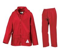Result Traje con Chaqueta y pantalón Impermeable para niños Heavyweight RE95J, Infantil, Color Rojo, tamaño Large/Size 9/10