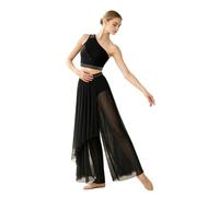 Traje Danza Lírica Mujeres de Dos Piezas Práctica De Baile Ballet Negro XL