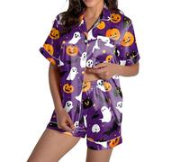 Traje de 2 Piezas de Pantalones Cortos con Estampado de Halloween para Mujer, Ropa Casual, cómodo Conjunto Diario para Todas Las Estaciones Regalos