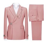 Traje de 2 piezas para hombre con cierre de metal, ajustado, traje formal de negocios para boda, graduación, hebilla de metal, conjunto para hombre, Color4, XS