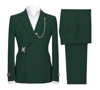 Traje de 2 piezas para hombre con cierre de metal, ajustado, traje formal de negocios para boda, graduación, hebilla de metal, conjunto para hombre, Color 14, L