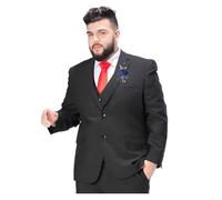 Traje De 2 Piezas Para Hombre De Talla Grande, Conjunto De Chaqueta Y Pantalón Para Boda Ligero De Verano, Con Ramillete De Rosas Y Ramillete De Rosas En La Muñeca(Black A3,7XL)