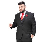 Traje De 2 Piezas Para Hombre De Talla Grande, Conjunto De Chaqueta Y Pantalón Para Boda Ligero De Verano, Con Ramillete De Rosas Y Ramillete De Rosas En La Muñeca(Black A1,8XL)