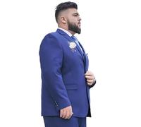 Traje De 2 Piezas Para Hombre De Talla Grande, Conjunto De Chaqueta Y Pantalón Para Boda Ligero De Verano, Con Ramillete De Rosas Y Ramillete De Rosas En La Muñeca(Royal Blue A2,9XL)