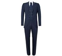 Traje de 3 Pieza Azul Marino para Hombre Gatsby 1920s Blinders Gángster Rayado Ajuste a Medida 60