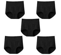 Traje de 5 Piezas de algodón para Mujer de Talle de algodón para Mujer Bragas Algodón Mujer Pack Dim Braga Alta (Black, XXXXL)
