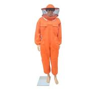 Traje de Abejas Ropa protectora de apicultura cuerpo entero con tela algodón 3D Air(Round Hat Orange,3XL)