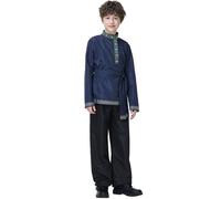 Traje de actuación de danza étnica tradicional para niños Coro folclórico infantil en el escenario (Blue, 4-5 Years)