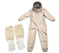 Traje de apicultura de cuerpo entero XL con capucha desmontable - Profesional para apicultor chaqueta y pantalones Set incluyendo guantes de piel de cabra para protección contra picaduras