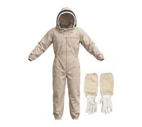 Traje de apicultura profesional de cuerpo completo con guantes de piel de cabra, for hombres y mujeres, traje de colmena transpirable con capucha de velo de esgrima desmontable