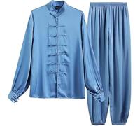 Traje De Artes Marciales Traje De Tai Chi De Seda De Hielo Disfraz Chino Uniforme De Tai Chi, Ropa De Ejercicio De Wushu De Manga Larga, Ropa Tradicional De Wing Chun C,M