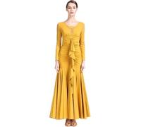 Traje De Baile De Salón De Moda For Dama, Vestido De Licra For Mujer, Vestidos De Competición De Salón. para Representaciones Teatrales(Yellow,L)