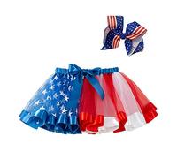 Traje de Baile del 4 de Julio de Tul, Horquilla para niños, Estrellas de Ballet, Faldas para niñas + Vestido y Falda para niñas con Tutu Black niña (Red, 5-8 Years)