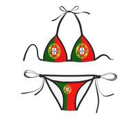 Traje De Baño 2 Piezas Bandera De Portugal Bikini Mujer Ajustable Conjuntos De Bikinis Elegante Braga De Bikini para Piscina Viajes Natacion XL