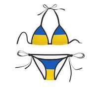 Traje De Baño 2 Piezas Bandera De Ucrania Bikini Mujer Ajustable Conjuntos De Bikinis Elástico Braga De Bikini para Viajes Piscina Natacion XXL