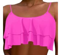 Traje de Baño 2 Piezas Mujer Bañador Top De Baño De Dos Capas con Tirantes para Estilo Moderno Monocromo Sexy Abdomen Al Aire Bañador Sexy Mujer