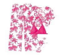 Traje De Baño Adolescente Chica Verano - Conjunto Bikini 3 Piezas Tops Trajes Y Medias Tanga Con Impreso Falda Ropa Cordones Ajustables Volantes Adolescente para Natación Piscina Playa Vacaciones