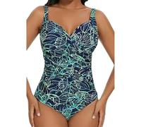 Traje de Baño Bañadores con Aros Mujer Sexy Solid Color V Neck High Waisted with Top and Top Straps Bañador Tanga Mujer Women Secret Bañador (Green XL)