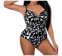 Traje de Baño Bañadores con Aros Mujer Sexy Solid Color V Neck High Waisted with Top and Top Straps Bañador Tanga Mujer Women Secret Bañador (White L)