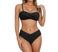 Traje De Baño Bikini Alto Bikinis Negros Moldeador Brasileños Cremallera Mama Trikinis a Lazos Bandera Fruncida Fosforito Fino Competición Natación Rellenitas Llenitas Tienda L