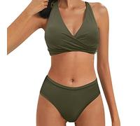 Traje De Baño Bikini De 2 Piezas para Mujer Conjunto Bikini Push Up para Mujer Traje Baño Que Te Adelgaza Parte Superior Tipo Bandeau Patrón Floral Texturizado Bañador Adelgazante con Curvas