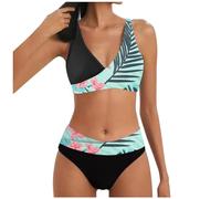Traje De Baño Bikini Mujeres Traje De Dos Piezas para Mujer Bañador Cintura Trajes Baño Adecuado Viajes Playa La Natacion Ruta Abdominal Top con Pantalones Cortos Playa Ropa Deportiva Corto