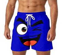 Traje de baño casual para hombre, diseño de emoticonos, ajuste relajado, para surf, regalos del Reino Unido para hombres, azul oscuro, 5XL