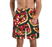 Traje de baño clásico con patrón de pizza para hombre, pantalones cortos casuales con bolsillos, pantalones cortos de playa para hombre, Blanco, XX-Large