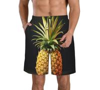 Traje de baño clásico con pintura de piña para hombre, pantalones cortos casuales con bolsillos, pantalones cortos de playa para hombre, Blanco, Large