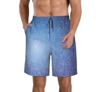 Traje de baño clásico para hombre, diseño de árbol de Navidad, con estrellas, pantalones cortos casuales con bolsillos, pantalones cortos de playa para hombre, Blanco, XX-Large