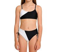 - Traje de baño con tirantes ajustables bicolor para adolescentes, ideal para nadar, divertirse en la playa, cómodo juego de bikini para jóvenes y mujeres de entre 7 y 16 años, Negro2, 11-12 años