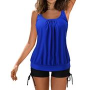 Traje De Baño Corto Tankini De 2 Piezas para Mujer Conjunto Tankini para Mujer, Bañador Reductor, Tallas Grandes, Tankinis con Pantalón Corto Tallas Grandes con Top Bikini Dos Piezas Una Pieza