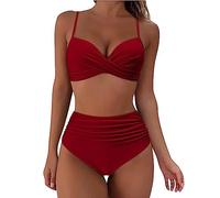 Traje De Baño De 2 Piezas para Mujer Conjunto Bikini Vintage Cintura Alta Push Up Bañadores Mujer Traje Baño Modelador Estampado Floral Hornear Conjuntos Flexiones Dos Bikini Deportivo para