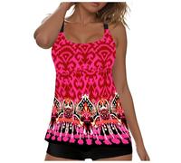 Traje De Baño De 2 Piezas para Mujer Shorty Tankini Tankini Mujer con Shorts Conjunto con Control Dos Piezas Traje Baño Bikini Push Up para Tallas Grandes Bañador Tipo Braguita Talle