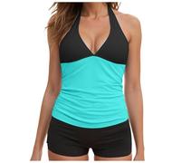 Traje De Baño De 2 Piezas Talle para Mujer Conjunto Tankini Mujer Bañador Reductor Dos Piezas Tallas Grandes Traje Baño Negro Teñido Anudado Una Pieza con Cuello En V Y Volantes para Talla Multicolor