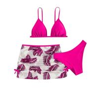 Traje de baño de 3 Piezas para niños y niñas, Traje de baño, Bikini, Tops, Calzoncillos, Falda Estampada, Conjunto de Traje de baño Bikini Marinero Mujer Bañadores Menstruales