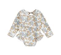 Traje de baño de bebé niña anti-UV traje de natación con volantes manga larga impreso arco iris para piscina playa deporte vacaciones Swimwear, blanco, 12-18 mois