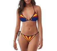 Traje de baño de bikini para mujer, ligero, transpirable, con hermoso estampado de la bandera de Arizona, para verano, playa y piscina, Negro, XXL