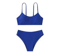 Traje de baño de cuello halter para niñas, traje de baño negro para niñas, conjunto deportivo de cintura alta, conjunto de natación de verano para playa, de siete a catorce tankini, conjunto de