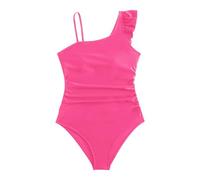 Traje de baño de cuello halter para niñas y niñas, traje de baño de lunares sólido tankini top slip de dos piezas ropa de playa de verano conjunto de natación surf verano, hot pink, 10-11 años