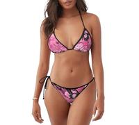 Traje de baño de dos piezas con estampado de mariposas rosas, sin costuras, ligero, para mujer, ropa de playa, verano, actividades submarinas, Negro, XL