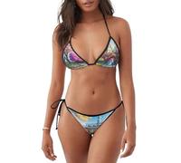 Traje de baño de dos piezas para mujer, suave y liso, diseño de unicornio con estampado completo de cuento de hadas para playa, piscina y surf, Negro, S