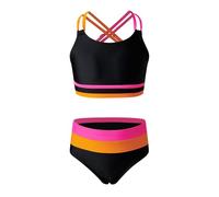 Traje de baño de dos piezas para niñas con solar UPF 50 top manga larga y pantalones cortos para actividades acuáticas, Le Noir, 6-7 Años