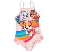 Traje de baño de la Patrulla Canina con volantes para niña - Skye, Everest & Zuma - Traje de baño infantil de una pieza, color rosa